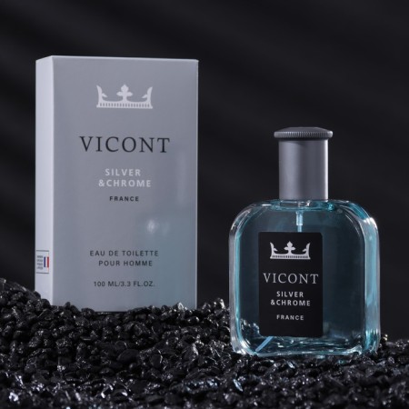 Men's toilet water Vicont Silver & Chrome, 100 ml (based on Chrome Azzaro (AZZARO)