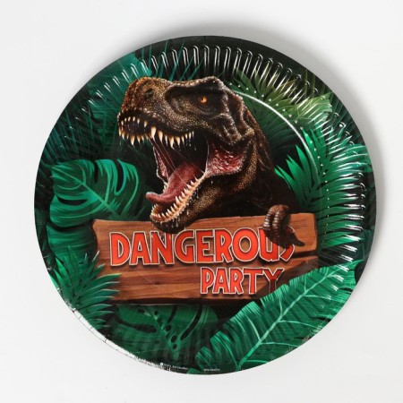 A set of paper dishes Dangerous Party, 6 plates, 6 glasses, 1 garland-5