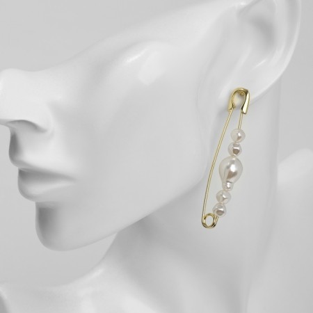 Earrings with pearls "bead" union, pin, color gold-3