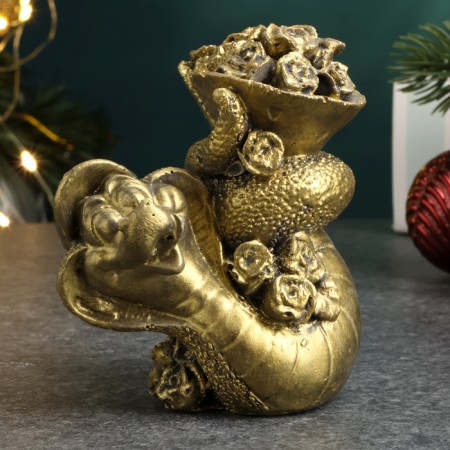Figure "Snake with flowers" Old gold, 7x7x5cm