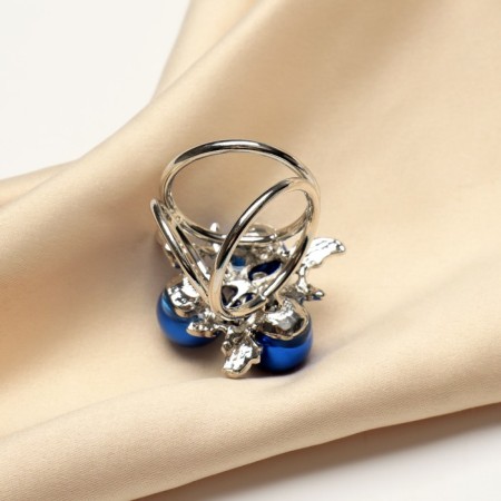 Ring for the scarf "ink", the color is blue in silver-3