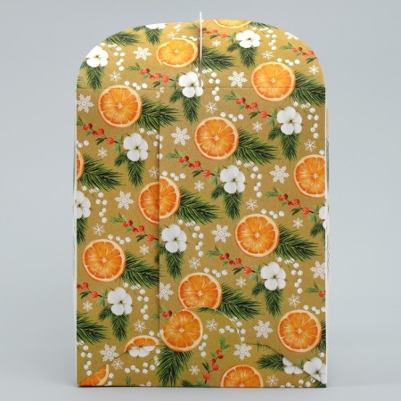 Folding box for a small cake "Orange", 15 x 15 x 18 cm, New Year-4
