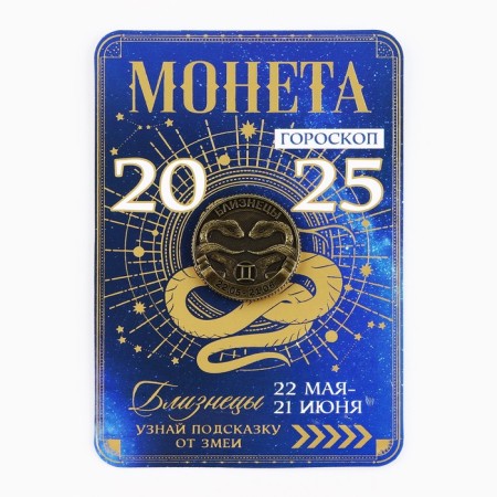 Coin Horoscope 2025 New Year's "Gemini" for the New Year, brass, diam. 2, 5 cm-2
