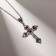 Piece "Gothic" Cross, red color in silver, 52.5 cm