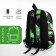 Youth backpack from textiles, 3 pockets, gray/green color