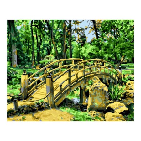 Picture on numbers canvas on a subframe 40 × 50 cm "Bridge in the garden"