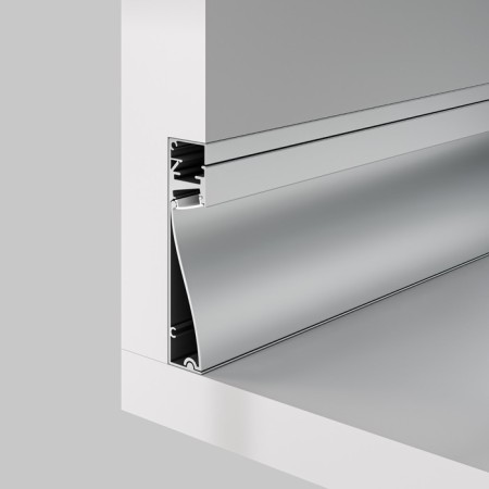 Aluminum profile skirting boards with backlight Led Strip Alm-8018-S-2M, 200x8x1.8 cm, silver color-4