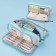 School pencil case on a zipper 3-section, blue
