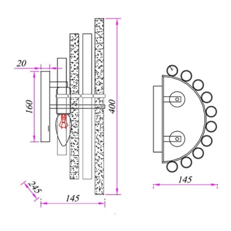 Wall lamp Arte Lamp Matilda A1064AP-2CC, E14, 2x40 W, 25x15x40 cm, chrome-3
