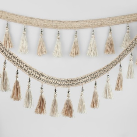 Braid with beads, 12 cm, 5 ± 0.5 m, white/beige color-1