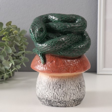 New Year's piggy bank "Snake on the mushroom" 11 x11 x 18 cm.-1