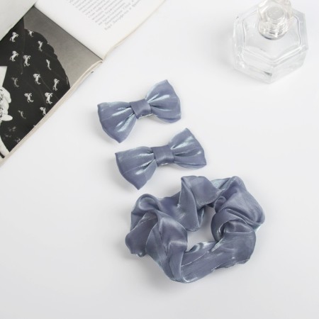 Hair set "Felicia" (elastic band 7 cm, 2 clamps 6.5 cm) classic, gray-1