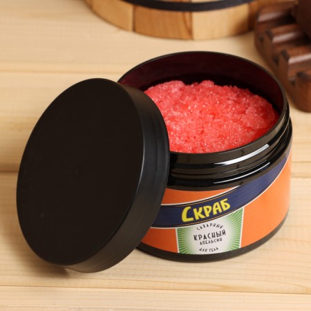 Set for the bath: scrub "red orange", shower gel "vanilla", washcloth-2