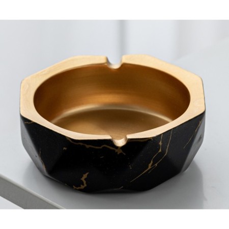 Ash "marble", 11.5 x 4.5 cm, ceramics, black gold-2