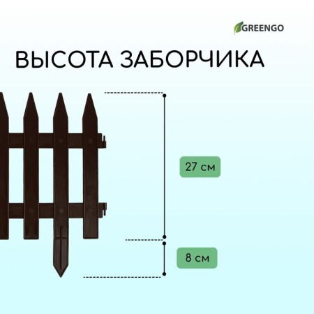 Decorative fence, 35 × 210 cm, 5 sections, plastic, brown, Gotika, Greengo-2