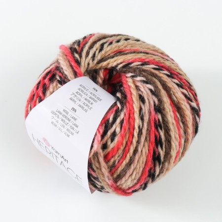 Yeritage yarn 75% acrylic, 25% wool 125m/50g (338 scarlet-black-beige)-1