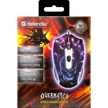 Mouse Defender Overmatch GM-069, wired, optical, 2400DPI, black-5