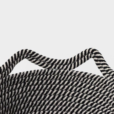 Basket for storage of handmade wicker "Cats", 26 × 26 × 15.5 cm, black and white color-3