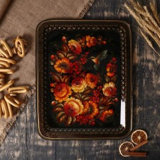 Tray with Zhostovskaya painting, 49x39 cm