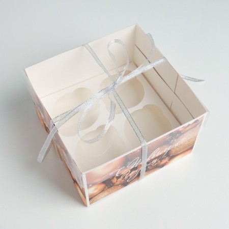 Box for the cupcake "Everything will work out", 16 x 16 x 10 cm, New Year-3