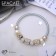 Bracelet Pearl "Margeri" owl, white color in silver, d = 6.5 cm