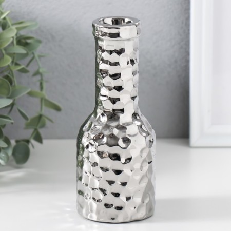 Ceramics candlestick per 1 candle "bottle" d = 1.5 cm silver 6x6x15 cm-1