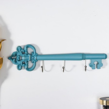 Hooks decorative polystone "Openwork key" Blue Patina 9x3x31.5 cm