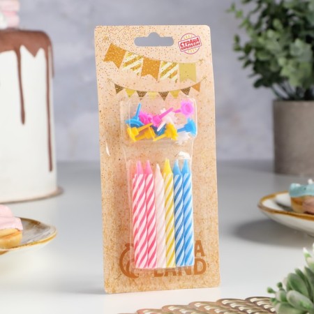 Candles in the cake "Spiral", 6.5x0.5cm, 12 pcs-7