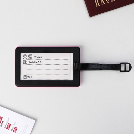 Tag on a rubber suitcase "Life is ABOUT Adventure", pink-3