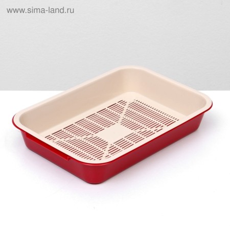 Medium toilet with a mesh of 36 x 26 x 6.5 cm, beige/red-4