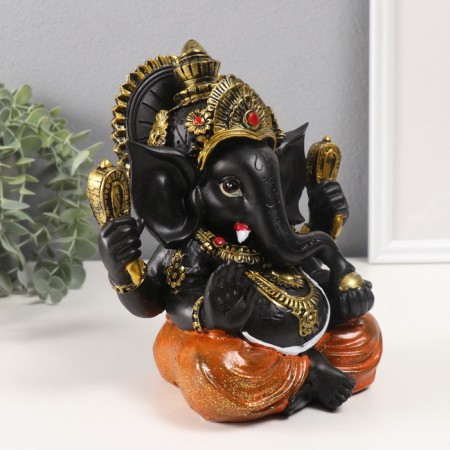 Polystone souvenir "Ganesha Black, in orange trousers" 12x17.5x21 cm-1