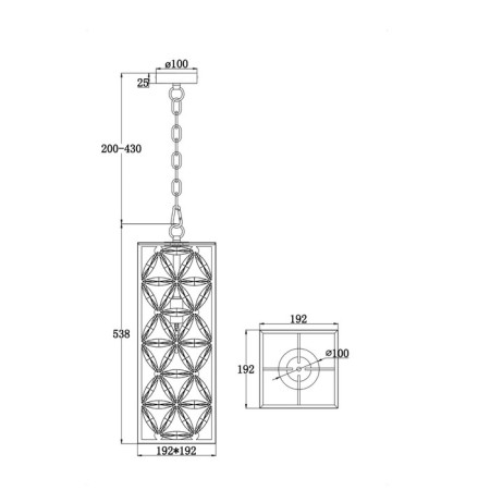 Suspension lamp Maytoni Mod069PL-01CH, E14, 1x60 W, 192x192x1092 mm, Chrome-4