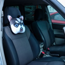 Pillow on the headrest Matech Animals Line, Husky 30 x 25 x 10 cm, brown, white