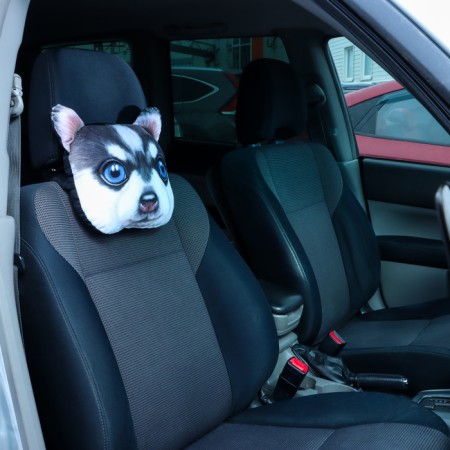 Pillow on the headrest Matech Animals Line, Husky 30 x 25 x 10 cm, brown, white
