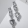 Hanging earrings with rhinestones "Jewel" heart, white color in silver, 7 cm