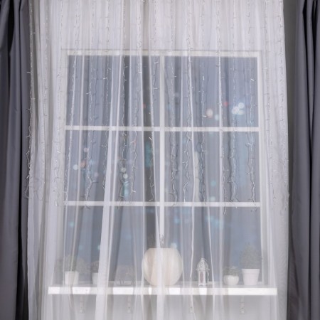 Garland "Curtain" 2 × 1.5 m, IP20, transparent thread, 360 LED, red glow, 8 modes, 220 V-2