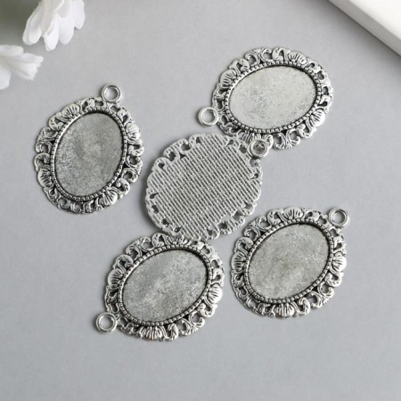 Setting (base for cabochon) Metal "Medalon - Frenchman" silver 7914 3.7x3 cm-2