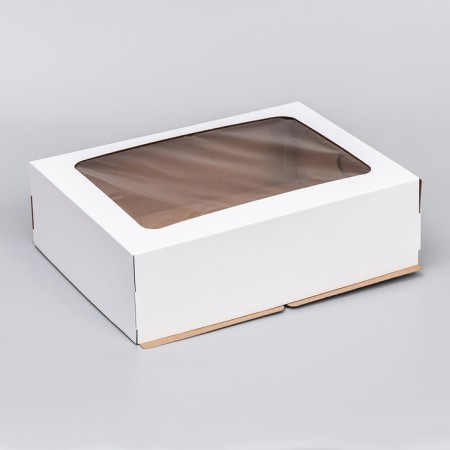 Box for a cake with a window, white, 30 x 40 x 12 cm-1