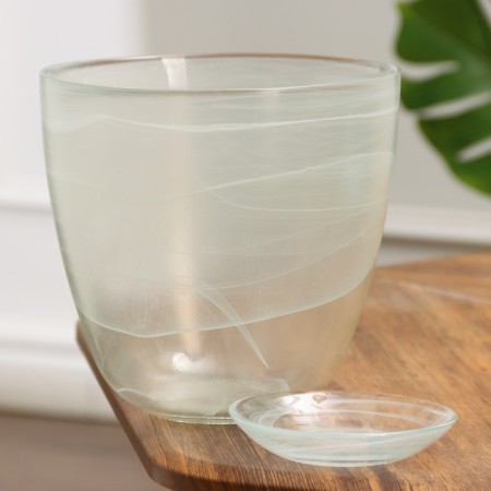 Flower pot with pallet No. 5 Alabaster white 3 l-1