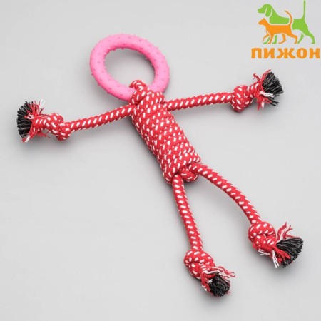 Игрушка канатная "Человечек" с игрушкой из термопластичной резины, микс цветов