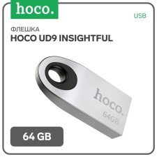 Flashka Hoco UD9 InsightFul, 64 GB, USB2.0, Thu up to 25 MB/s, PBU up to 10 MB/s, metal, gray