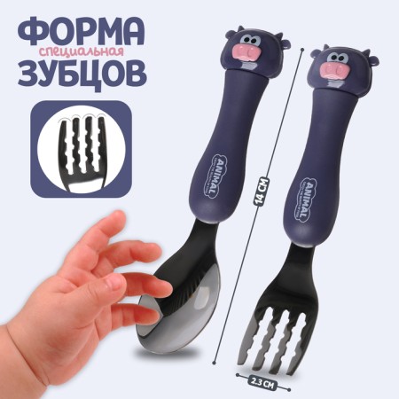 A set of children's cutlery in the Czeal case, fork, spoon-2