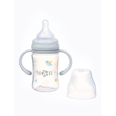 A bottle for feeding, a wide throat, with handles, 150 ml, color gray color-6