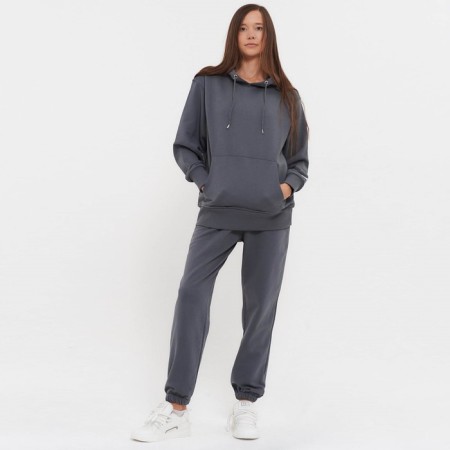 Women's costume (sweatshirt and trousers), dark gray color, size 44 (m)-1