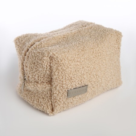 Women's road cosmetic bag with a Textura lining, beige color