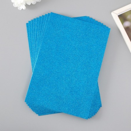 Foamiran glitter 2 mm, 20x30 cm, blue-1