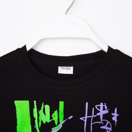 T -shirt Children's Minaku Graffiti, black color, height 110-9