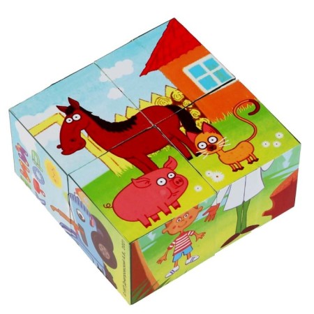 A set of 4 cubes "Blue Tractor"-2