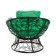 Armchair "Papasan" mini, rattan, pillow green mix, black frame, 81x68x77cm