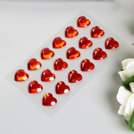 Rhinestones self -adhesive "heart", red, 16 mm (set 18 pcs)-1